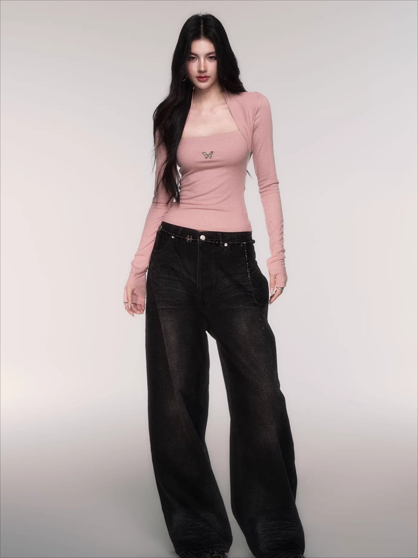 Sleeve-Detail Slim-Fit Knit Crewneck