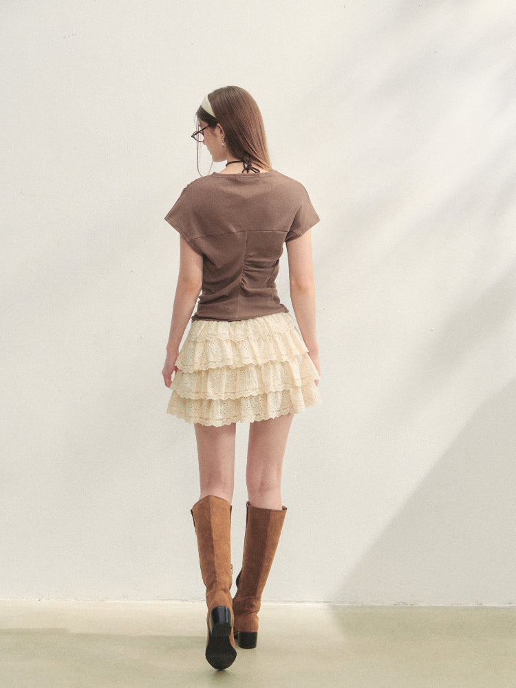 Multi-layer Ruffle Elastic Waist Tiered Skirt - CHINASQUAD