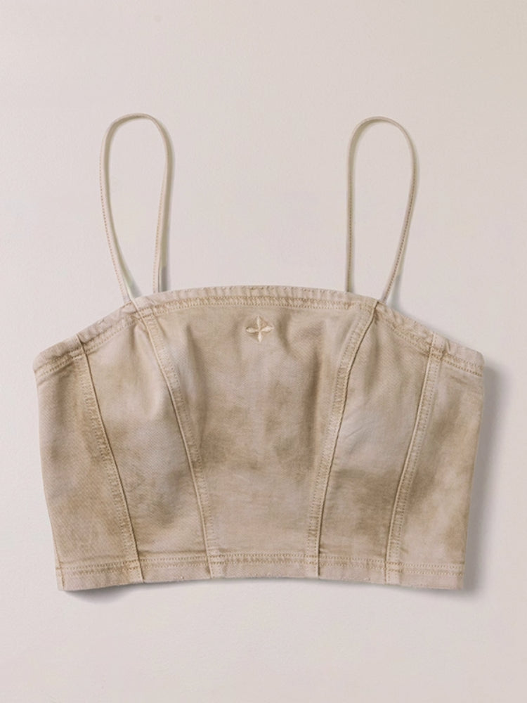 Vintage Storm Fade Dye Long Camisole Fading Desert