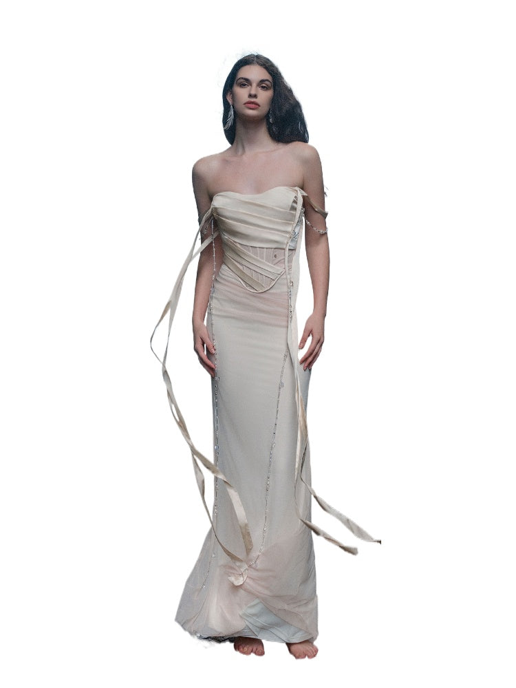 pearl mermaid dress Luxury Pearl Mermaid gorgeous wedding dresses with Tailored Beading, Spaghetti Straps, Lace Bridal Gowns, Ruffles, and Sweep Train for the Perfect