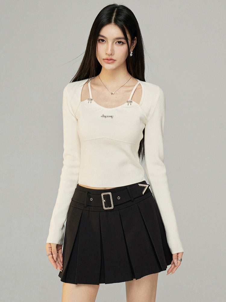 Black & White Butterfly Knot Knit Top - CHINASQUAD