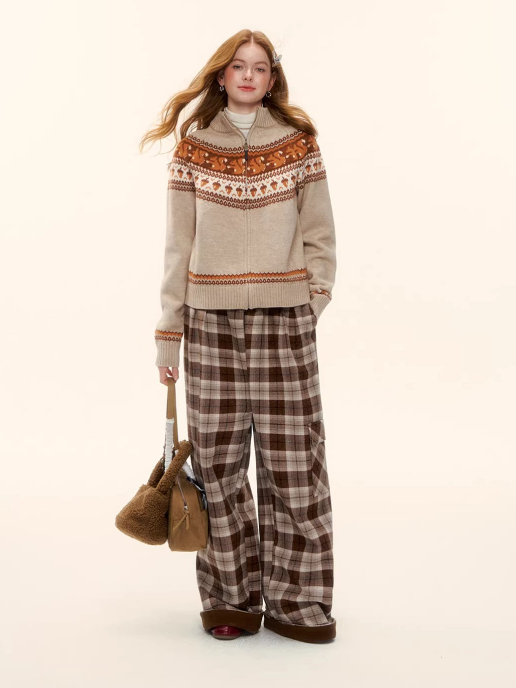 Zip-Up Wool-Blend Knit Cardigan