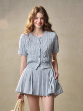 Velvet Floral Pleated Skirt - CHINASQUAD