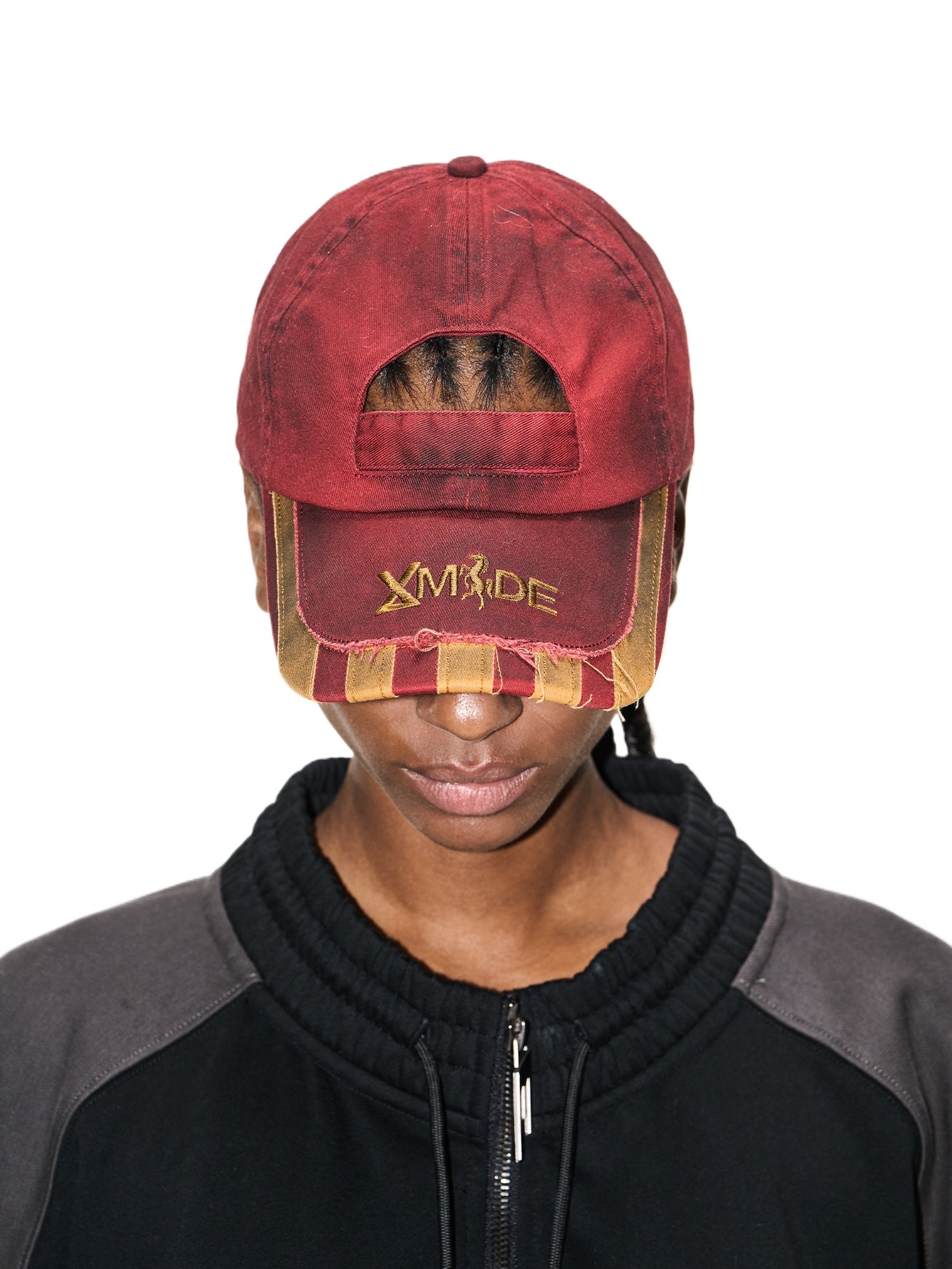 Distressed Washed Adjustable Patchwork Baseball Cap