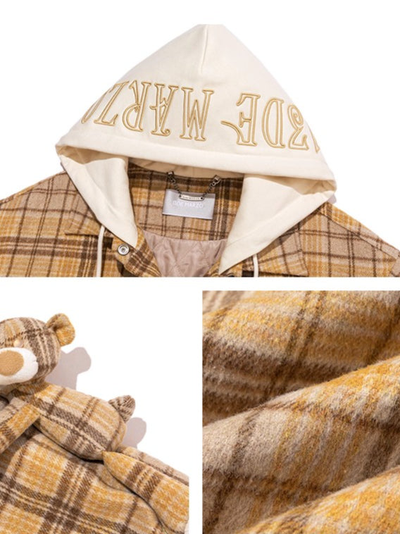 Plaid Hooded Retro Overshirt Jacket
