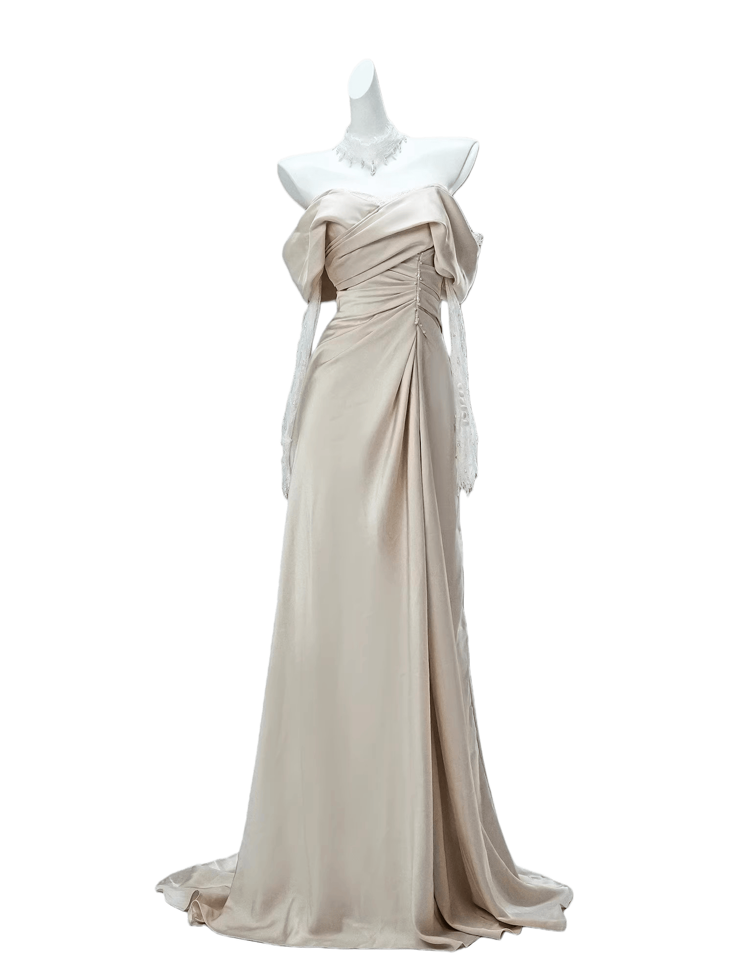 Angelic Élan Draped Couture Gown