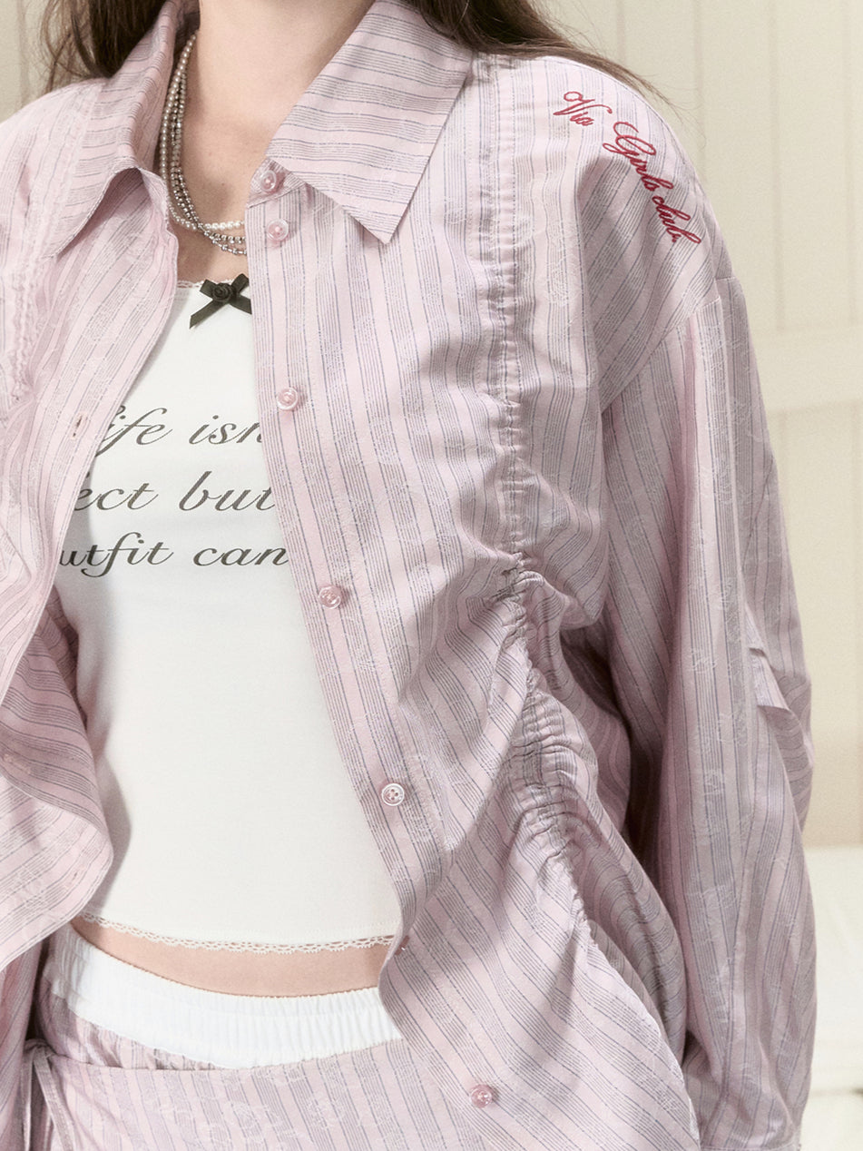 Pink Striped Wide-Leg Pants - CHINASQUAD