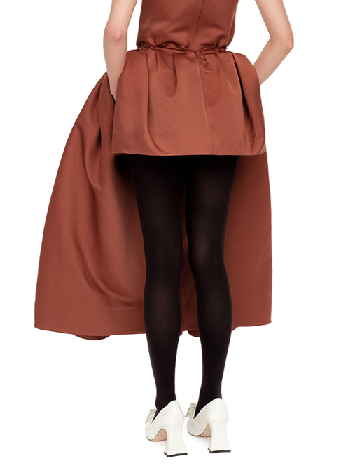 Chestnut Brown & Black Vintage Asymmetrical Skirt - CHINASQUAD