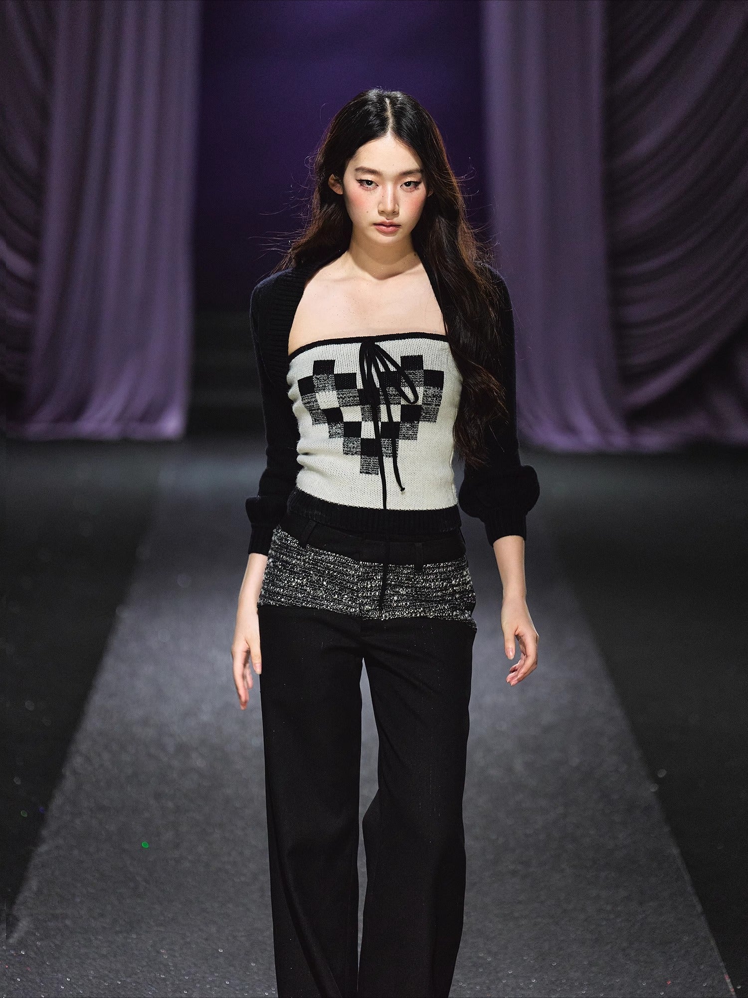 Wool Blend Knit Cardigan & Tube Top Set - CHINASQUAD