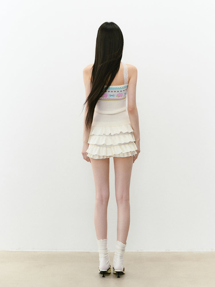 Floral Lace Off-Shoulder Bustier Vest - CHINASQUAD