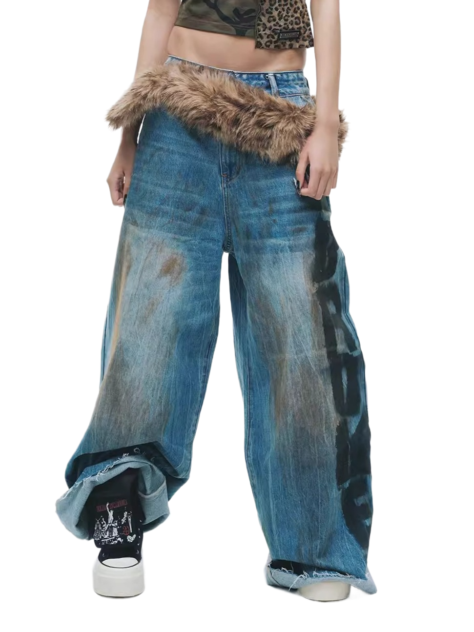 Graffiti Wash Grunge Denim Jeans
