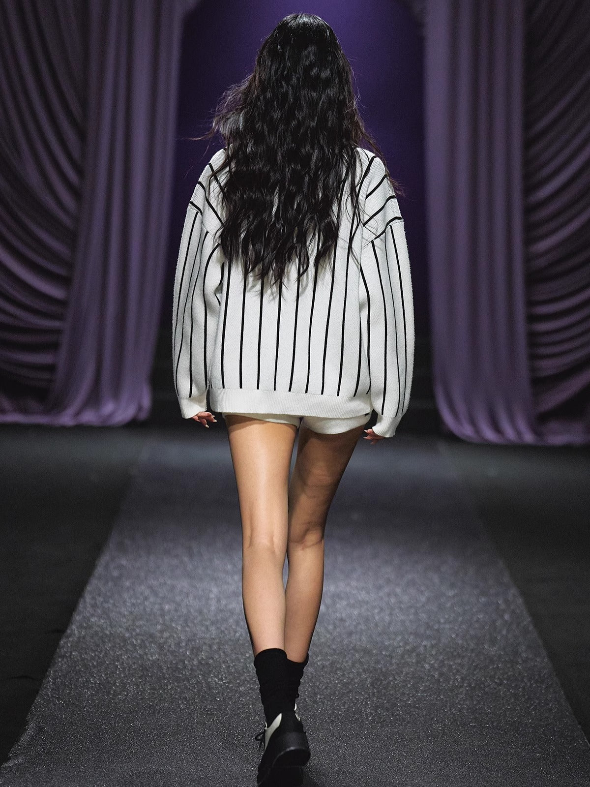 Striped Knit Polo T-Shirt & Contrast Trim Skort Set - CHINASQUAD