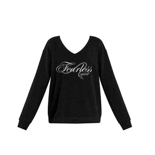 V-Neck Sweatshirt & Flared Pants Set