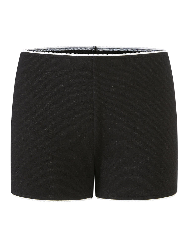 Silver-Filament Knit Low-Waist Shorts