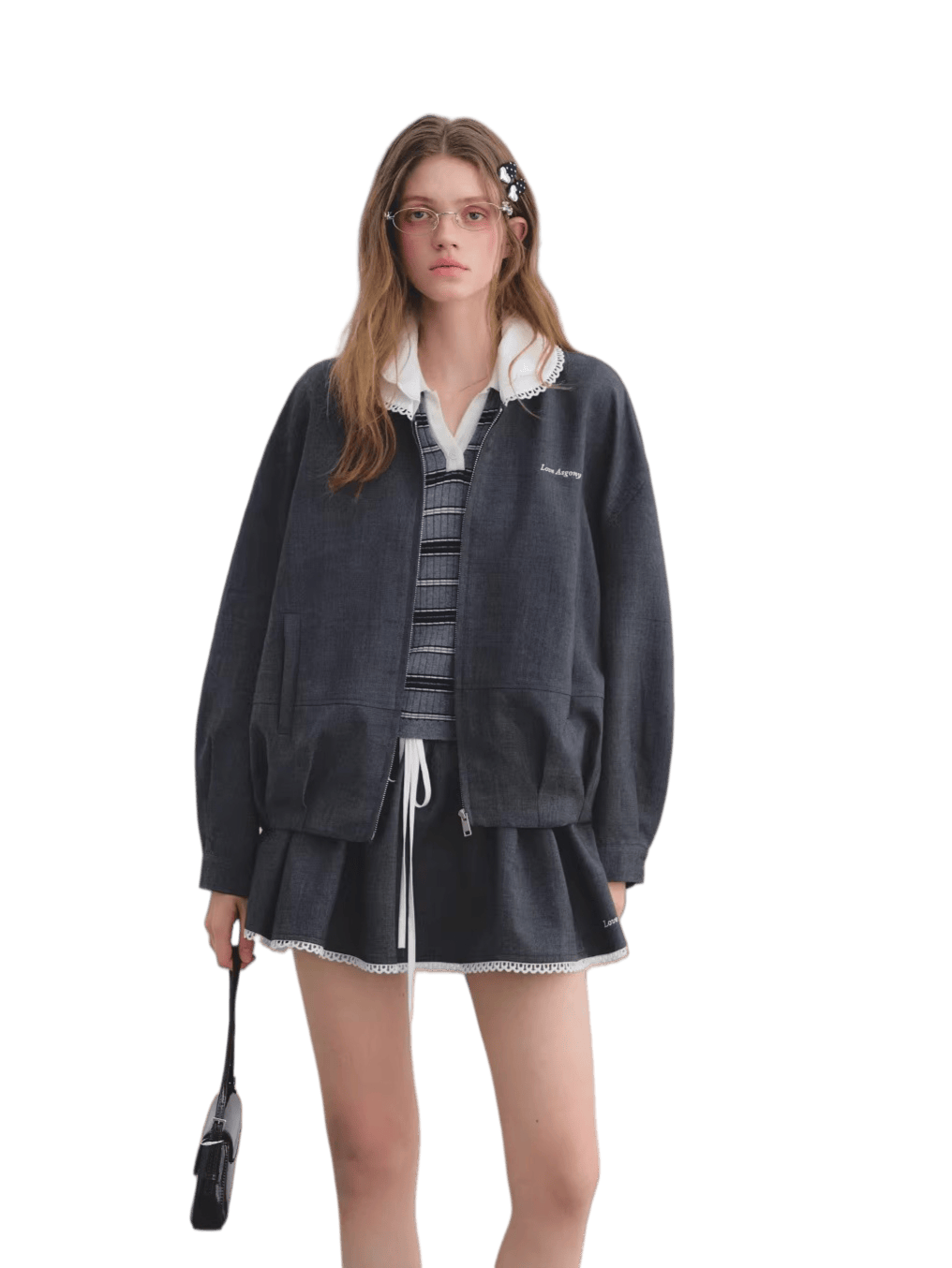 Ruffle Collar Cropped Peplum Jacket Set