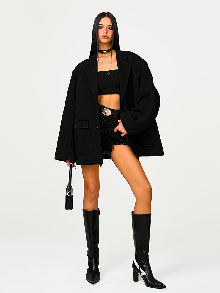 Black Oversized Classic Sports Blazer - CHINASQUAD