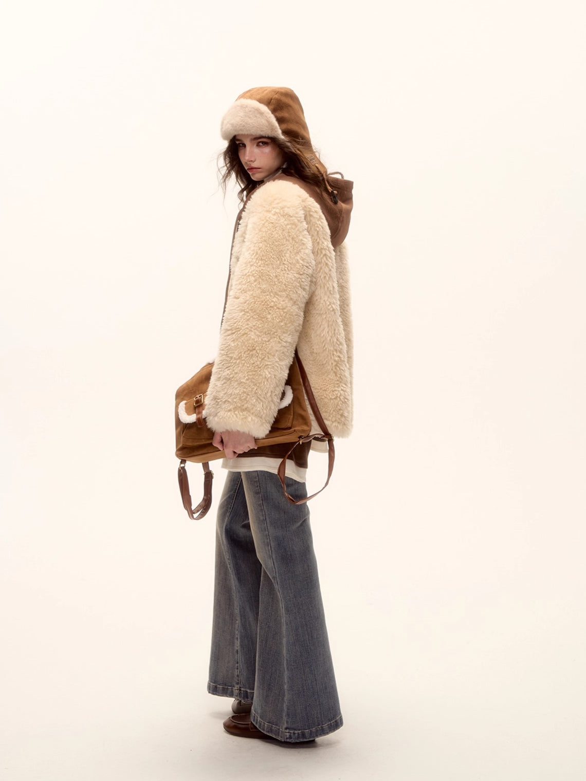 Faux Shearling Patchwork Oversized Jacket