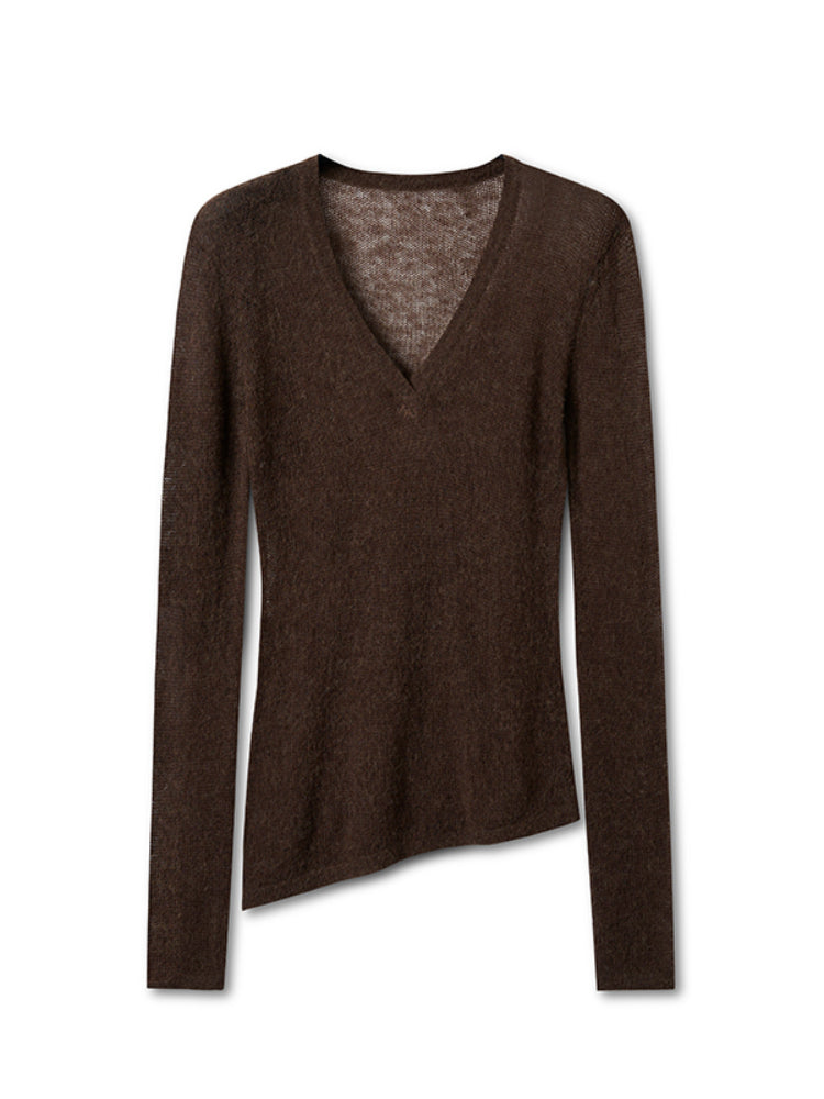 Alpaca Irregular Thin Long-sleeve Blouse - CHINASQUAD