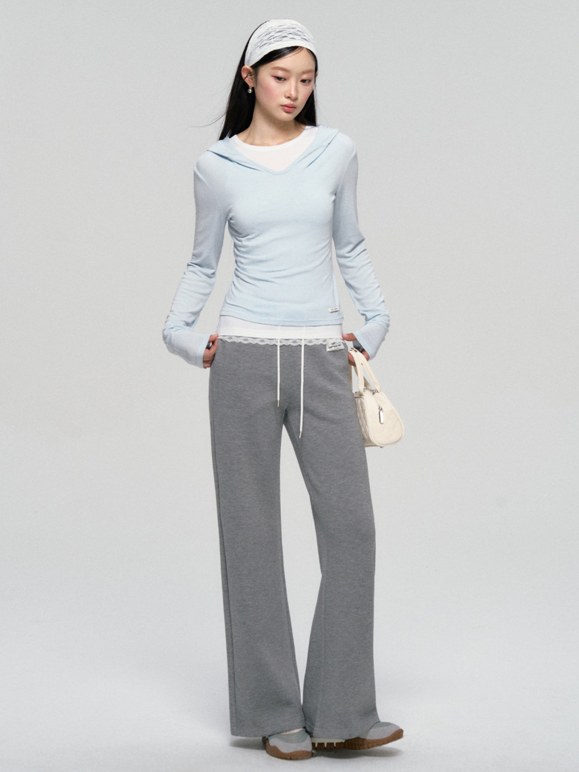 Dual-Layer Hooded Lace Trim Top - CHINASQUAD