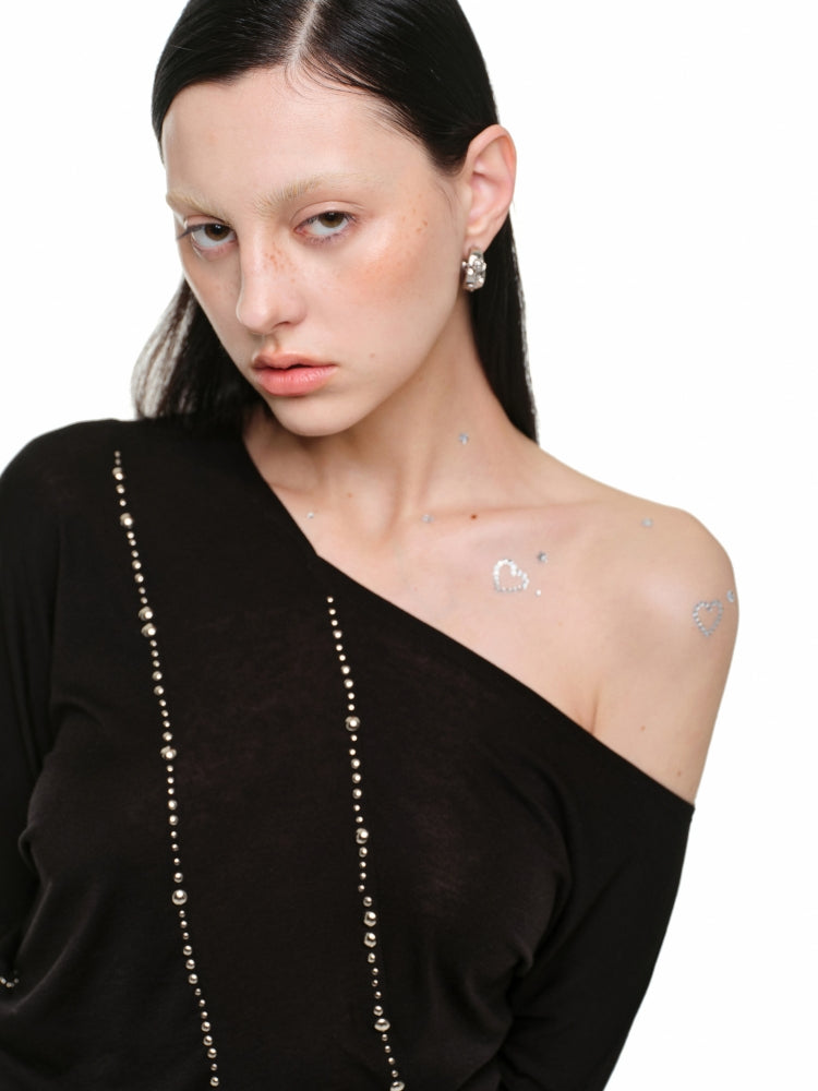 Studded Off-Shoulder Top - CHINASQUAD