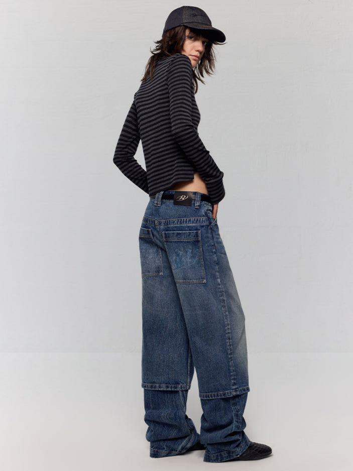 Removable Leg Design Wide-Leg Pants - CHINASQUAD