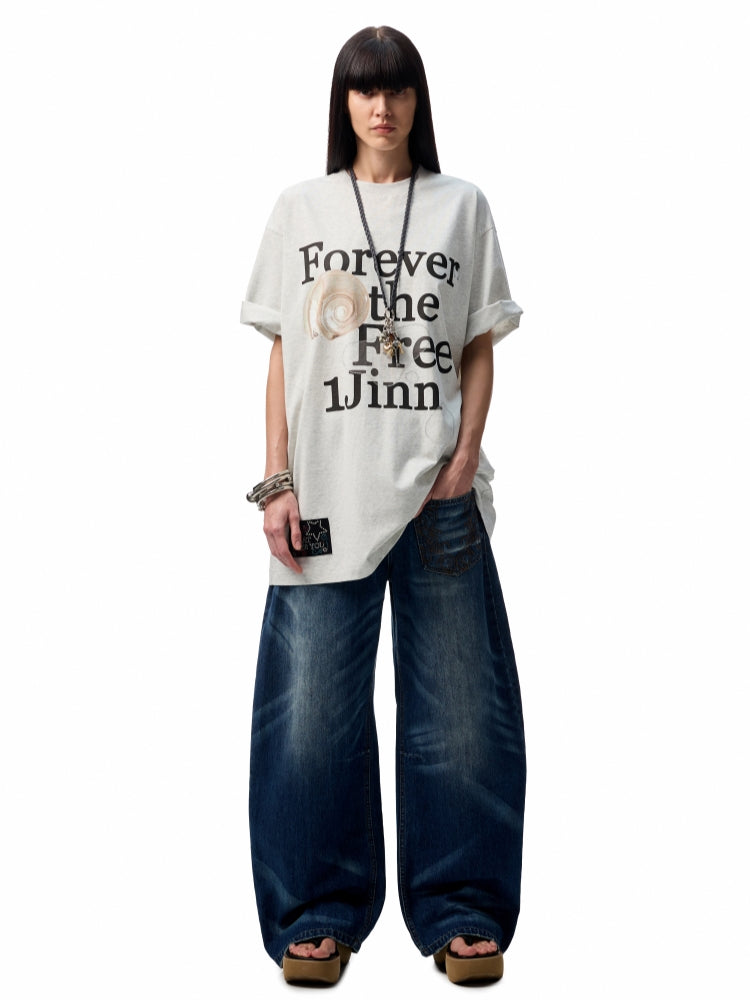Oversize Floral Alphabet Printed T-shirt - CHINASQUAD
