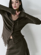 Frayed Hem Irregular Sweater Cardigan - CHINASQUAD