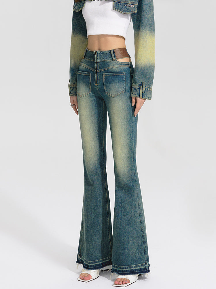High-Waisted Vintage Flared Jeans - CHINASQUAD