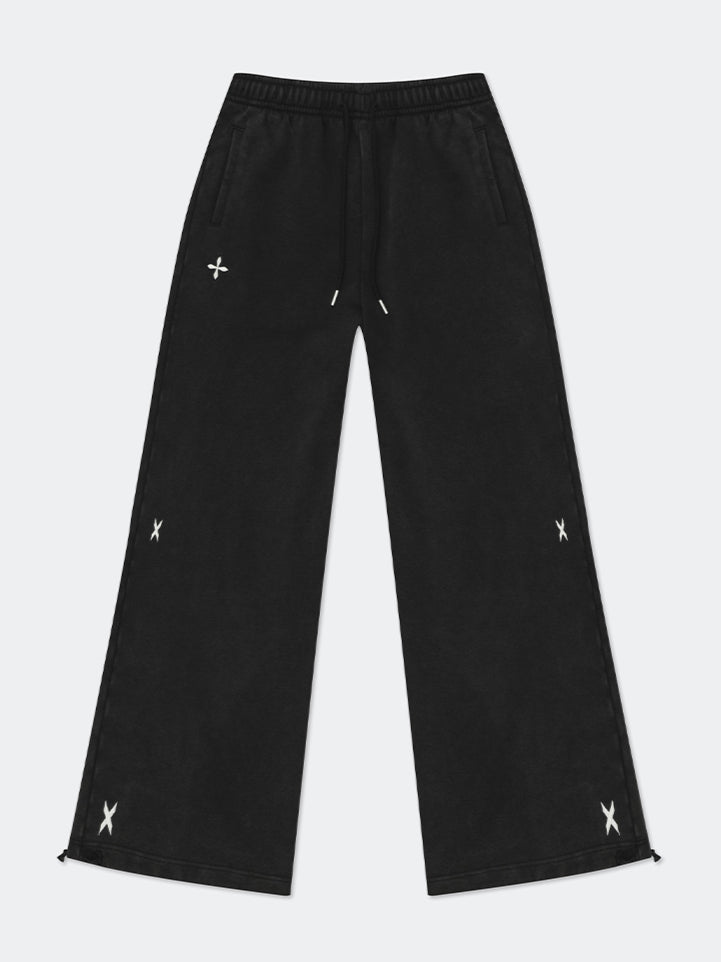 Black & Gray Floral Straigh-Leg Pants - CHINASQUAD