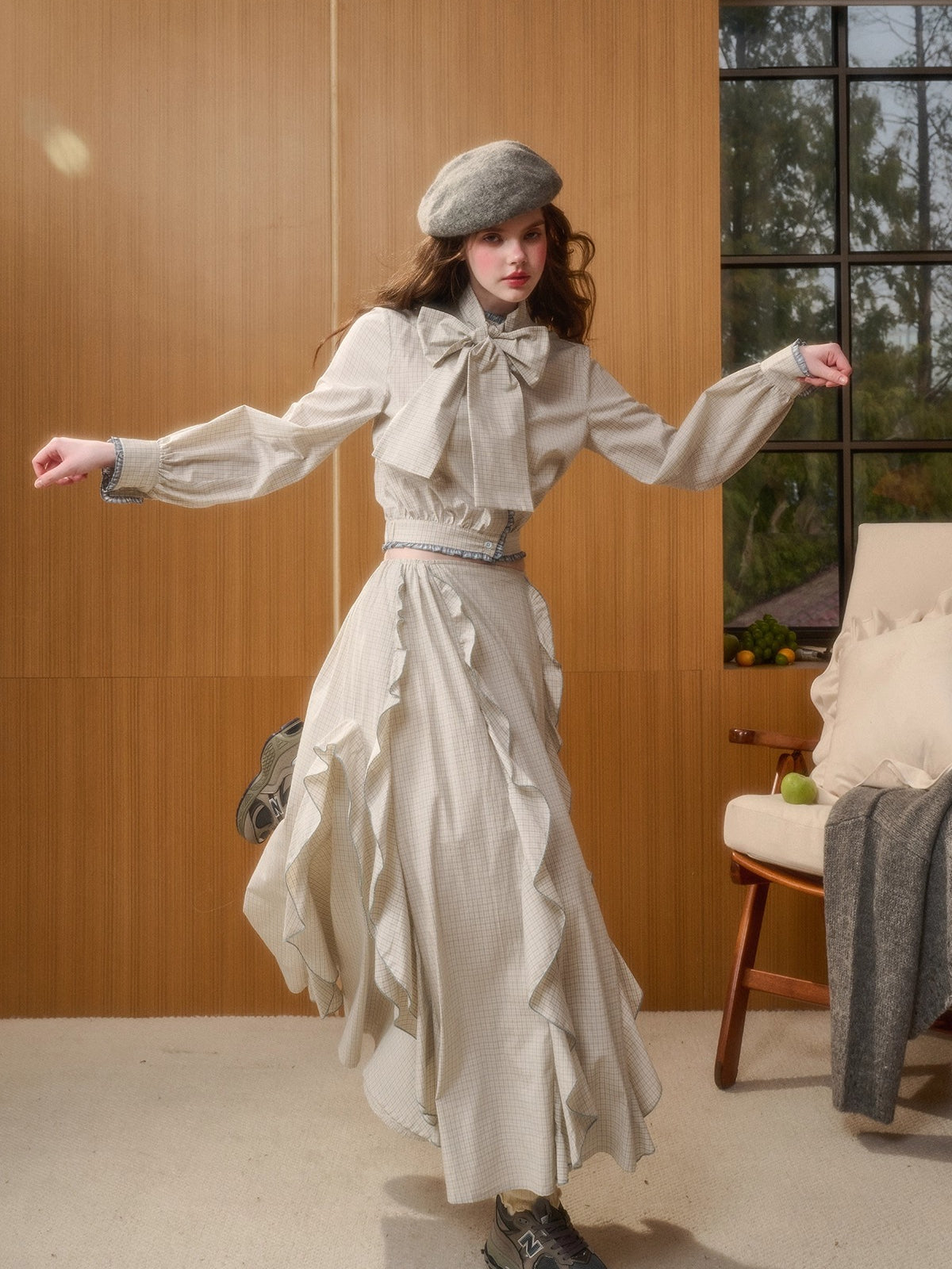 Organic Cotton Gingham Blouse Set