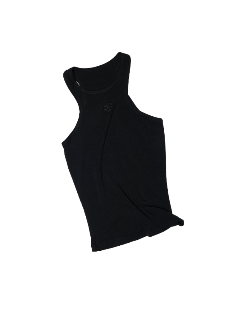 Basic Solid-Color Embroidered Slim-Fit Vest - CHINASQUAD