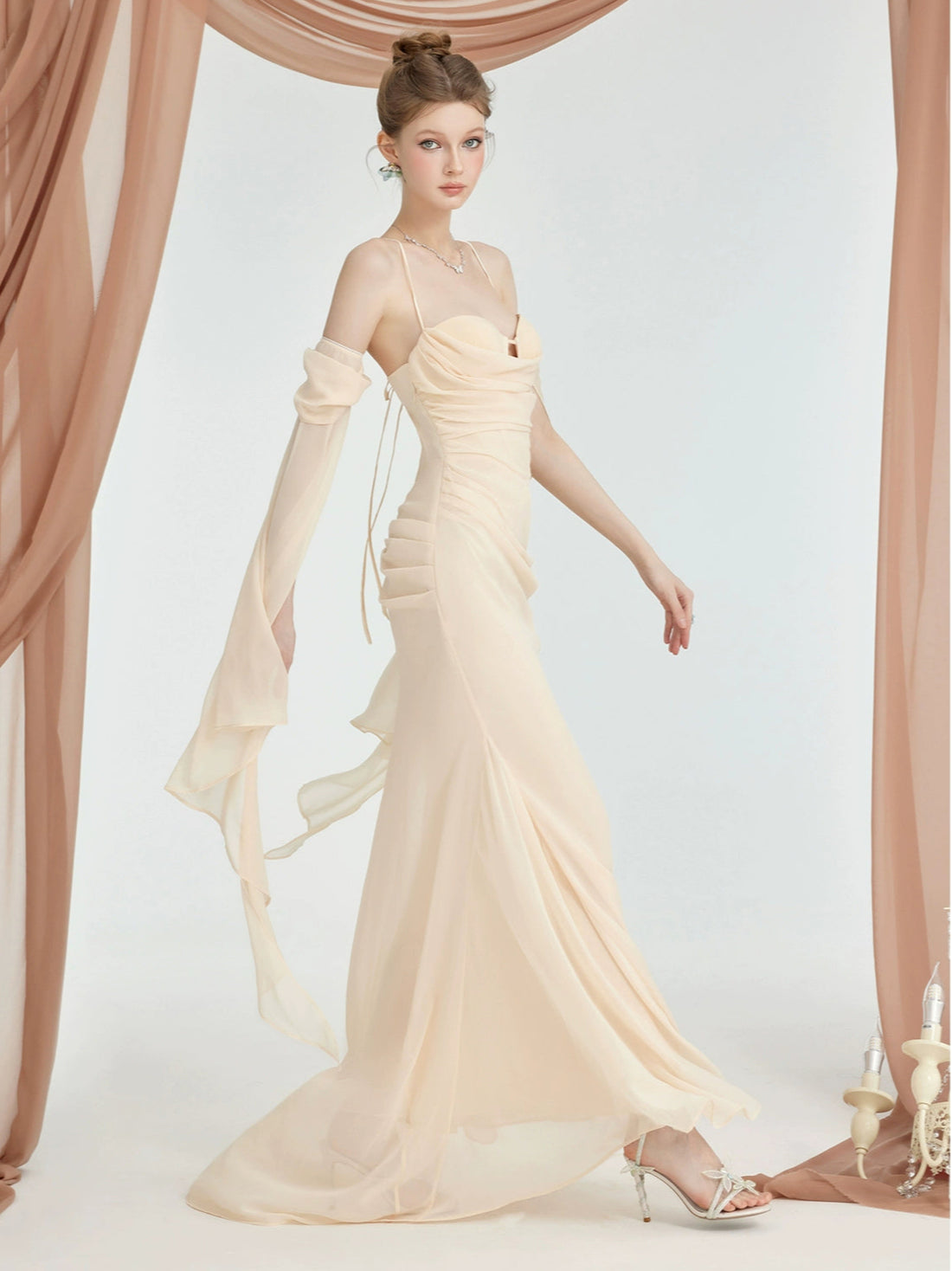 Jasmine Chiffon Backless Fishbone Strappy Dress - CHINASQUAD