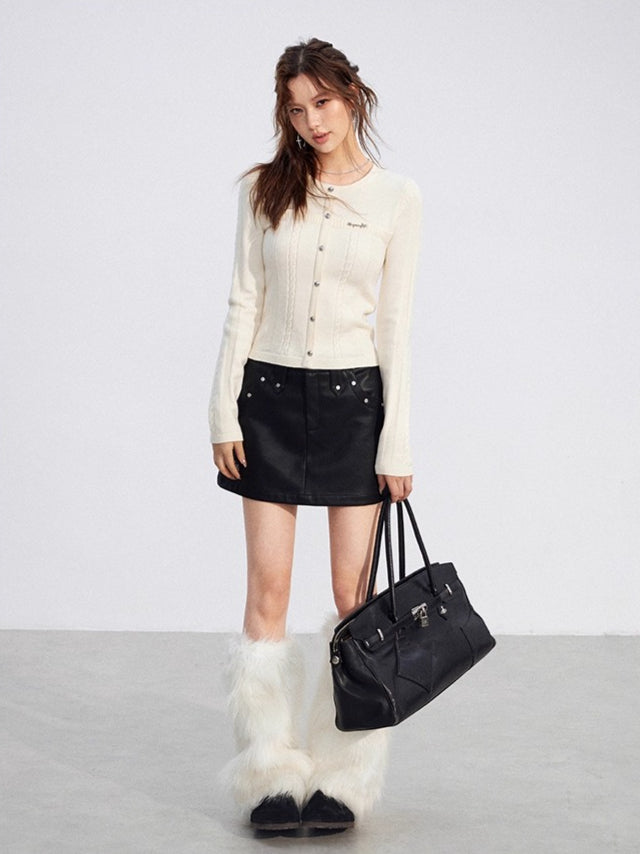 Dual-Layer Cable-Knit Long-Sleeve Turtleneck