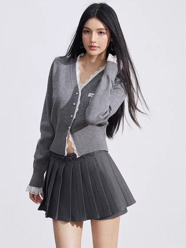 Lace Panel Knit Cardigan