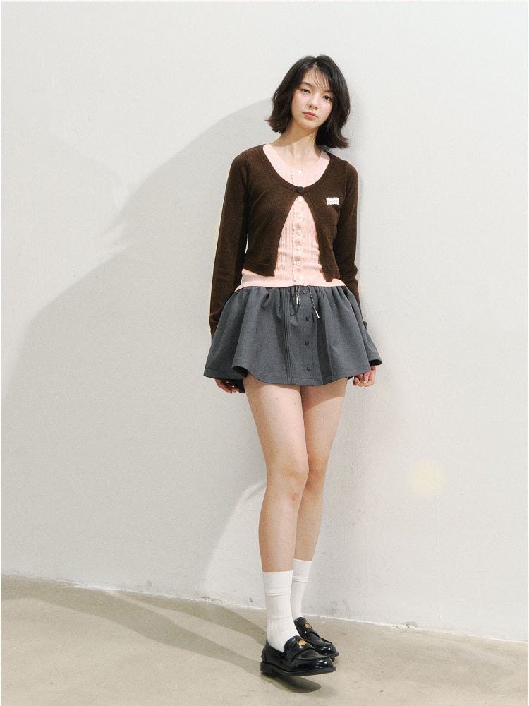 Lace Collar Fake Two-piece Cardigan - CHINASQUAD