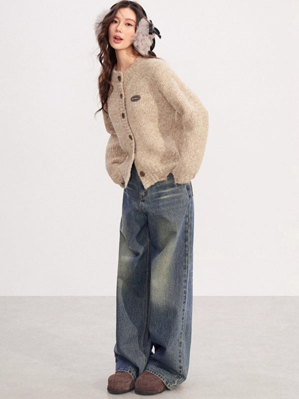 Chunky-Knit Wool-Blend Winter Cardigan