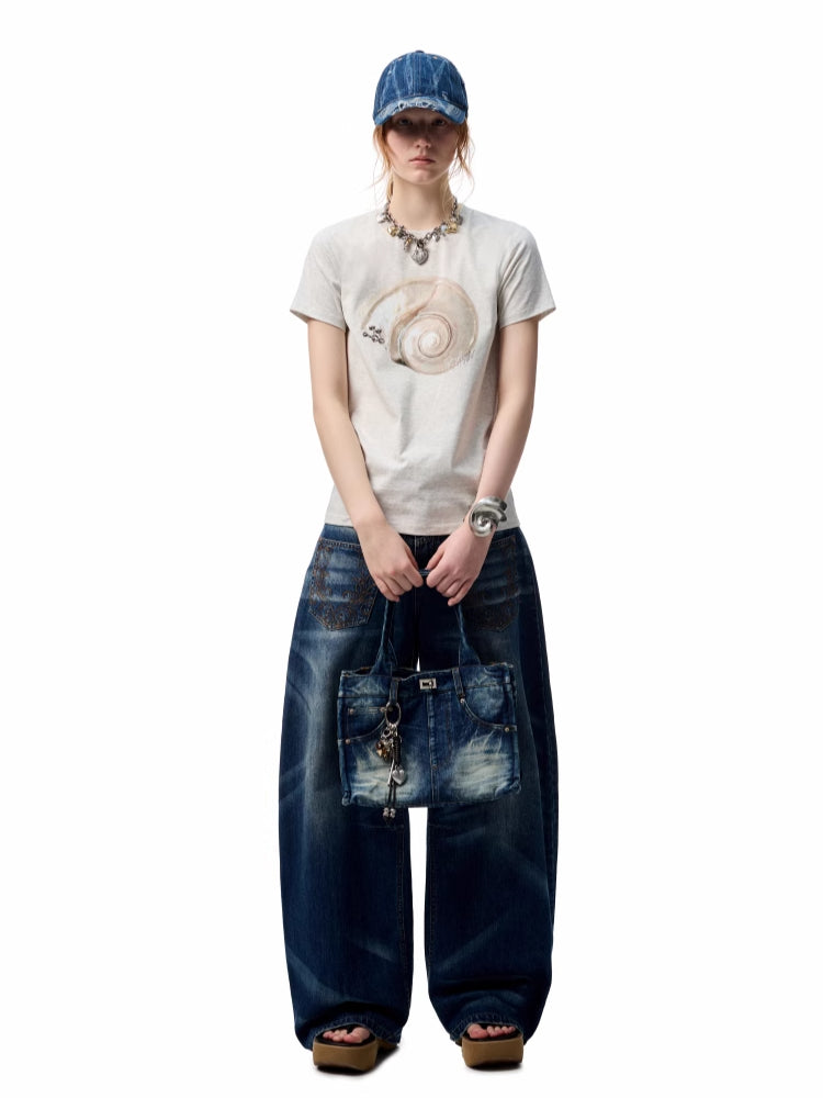 Printed Loose Austrian Rhinestone T-shirt - CHINASQUAD