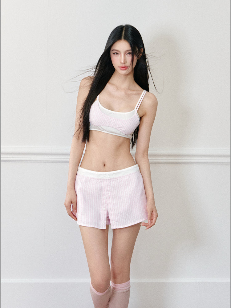 Pink Oversized Striped Shirt - CHINASQUAD