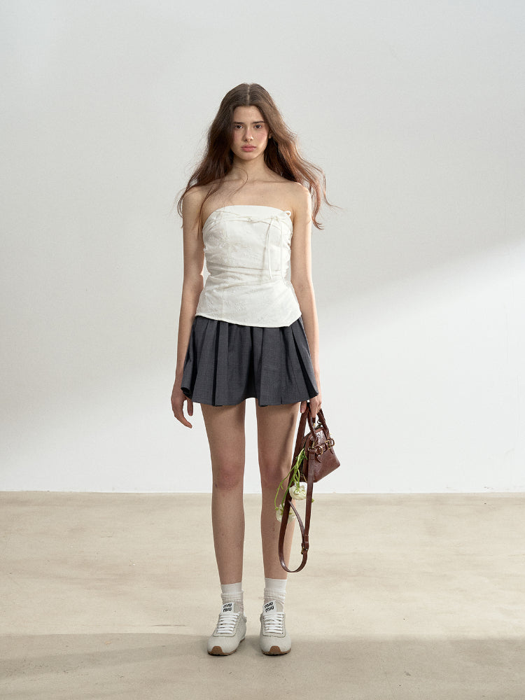 Sleeveless Off-Shoulder Lace Splicing Bustier - CHINASQUAD