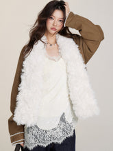 (Final Sale) Fur Collar Two-Way Fuzzy Baseball Jacket - CHINASQUAD