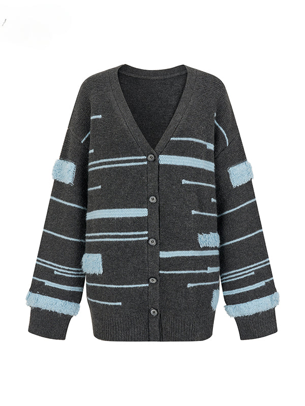 Color-block Knit Cardigan Dress & Scarf Set - CHINASQUAD
