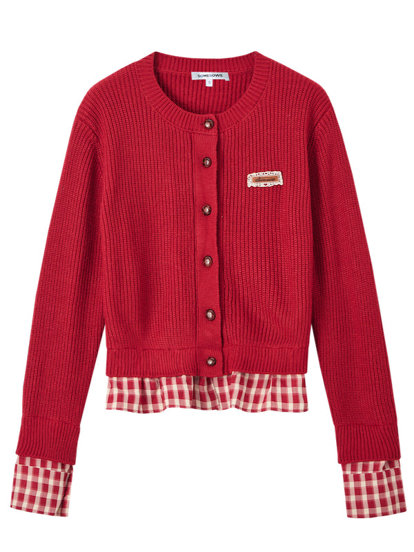 (Final Sale) Plaid Trim Cardigan Sweater - CHINASQUAD
