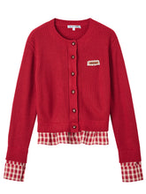 (Final Sale) Plaid Trim Cardigan Sweater - CHINASQUAD