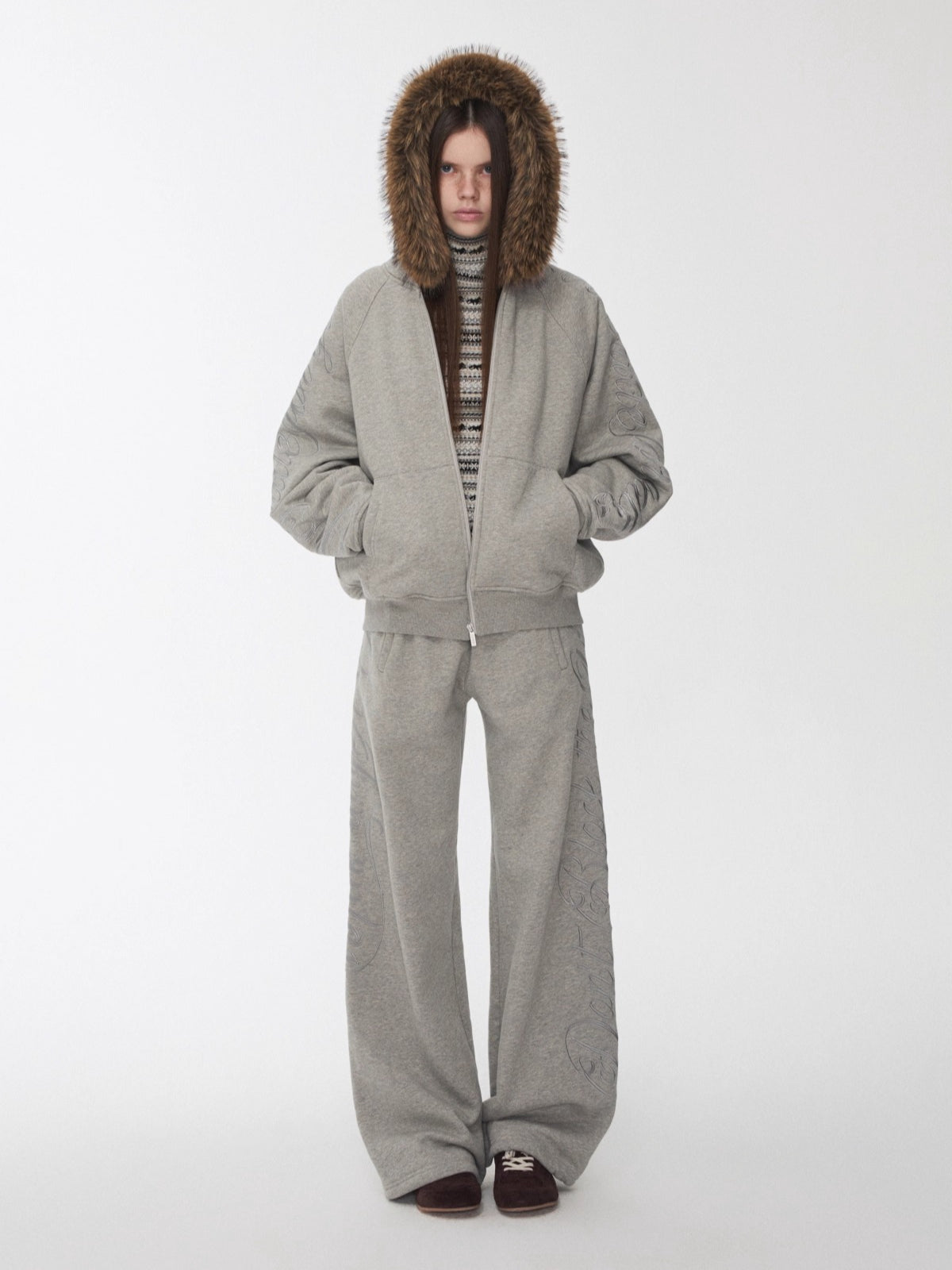 Faux-Fur Sweatshirt & Jogger Set