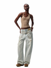 Slanted U-Neck Knot Embroidery Vest - CHINASQUAD