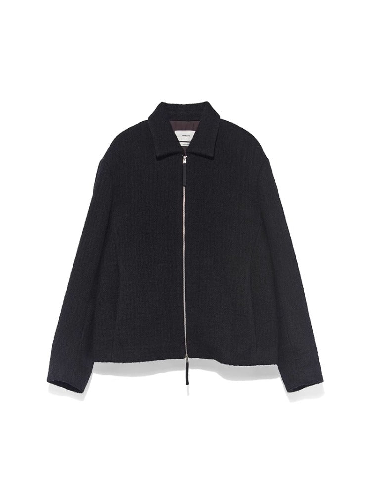 Black & Red-Brown Wool Collar Jacket - CHINASQUAD