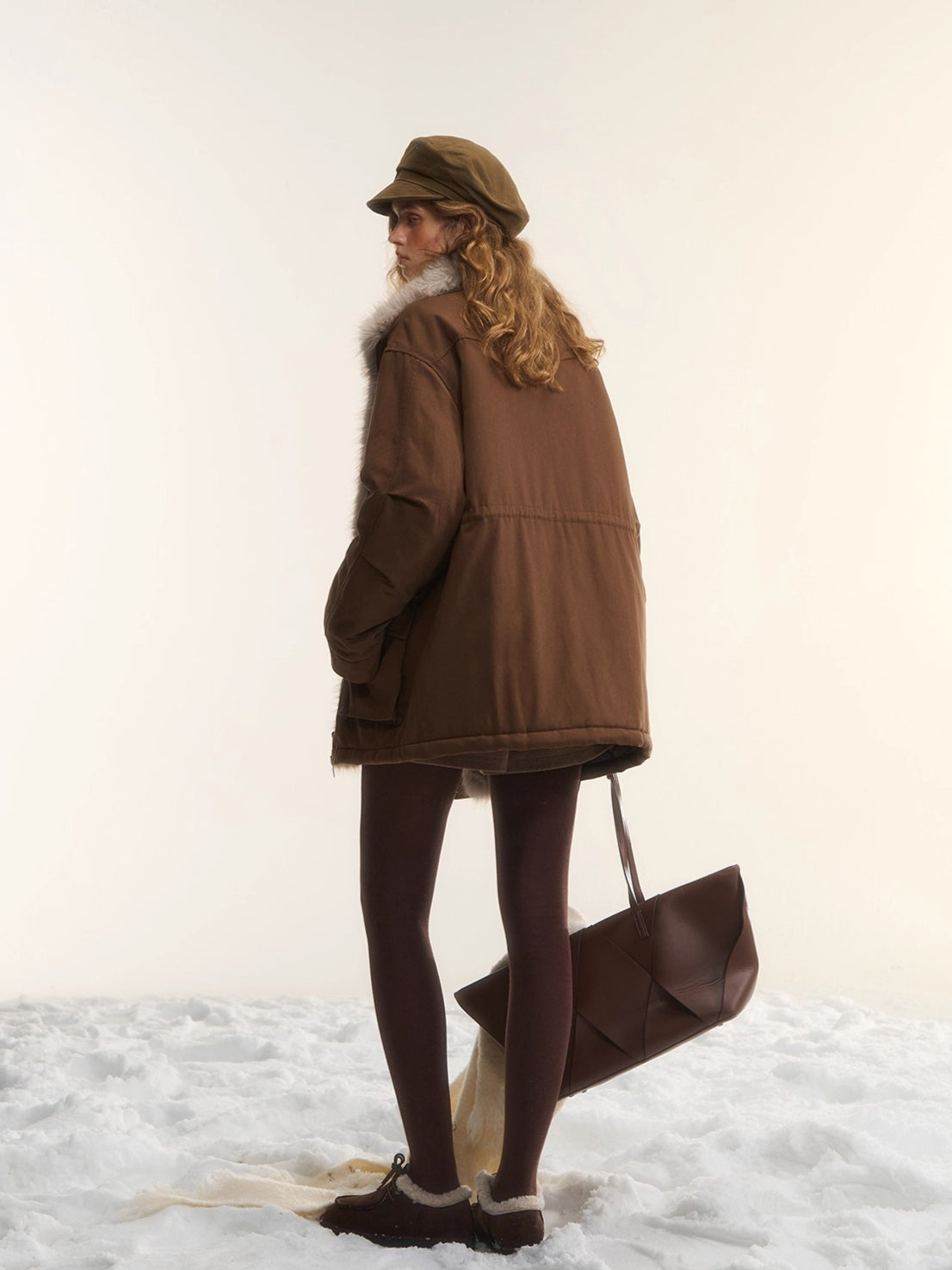 Fur-Trim Padded Utility Parka Jacket