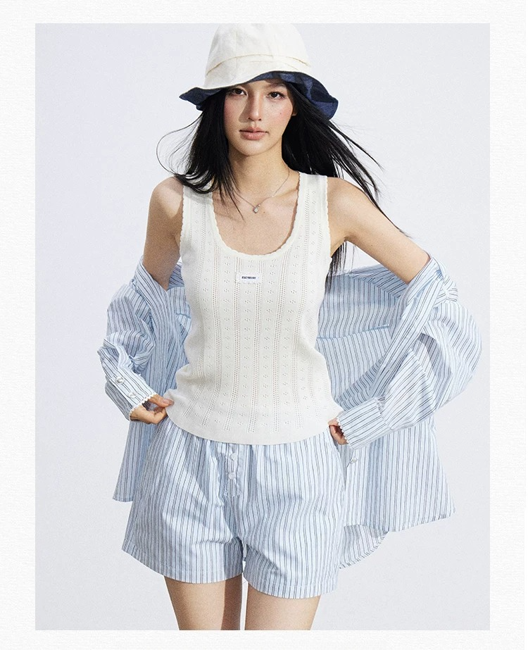 Lace Trim Textured Ice Silk Tank Top