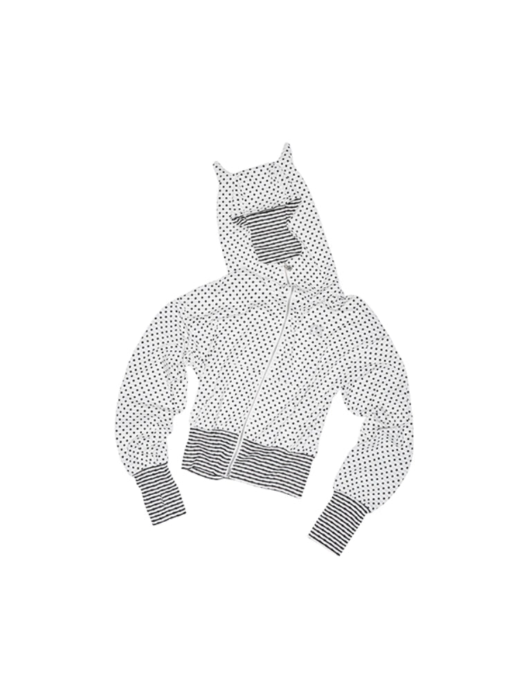 Double-Slider Small Polka Dot Devil Horn Hoodie - CHINASQUAD