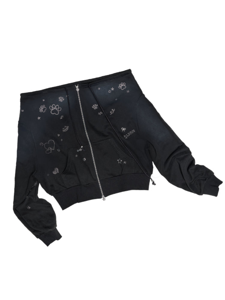 Mud Dyed Rhinestone Sweatshirt & Pant Set - CHINASQUAD